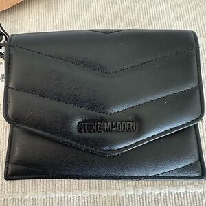 Steve Madden Black Leather Wallet Sleek Design
